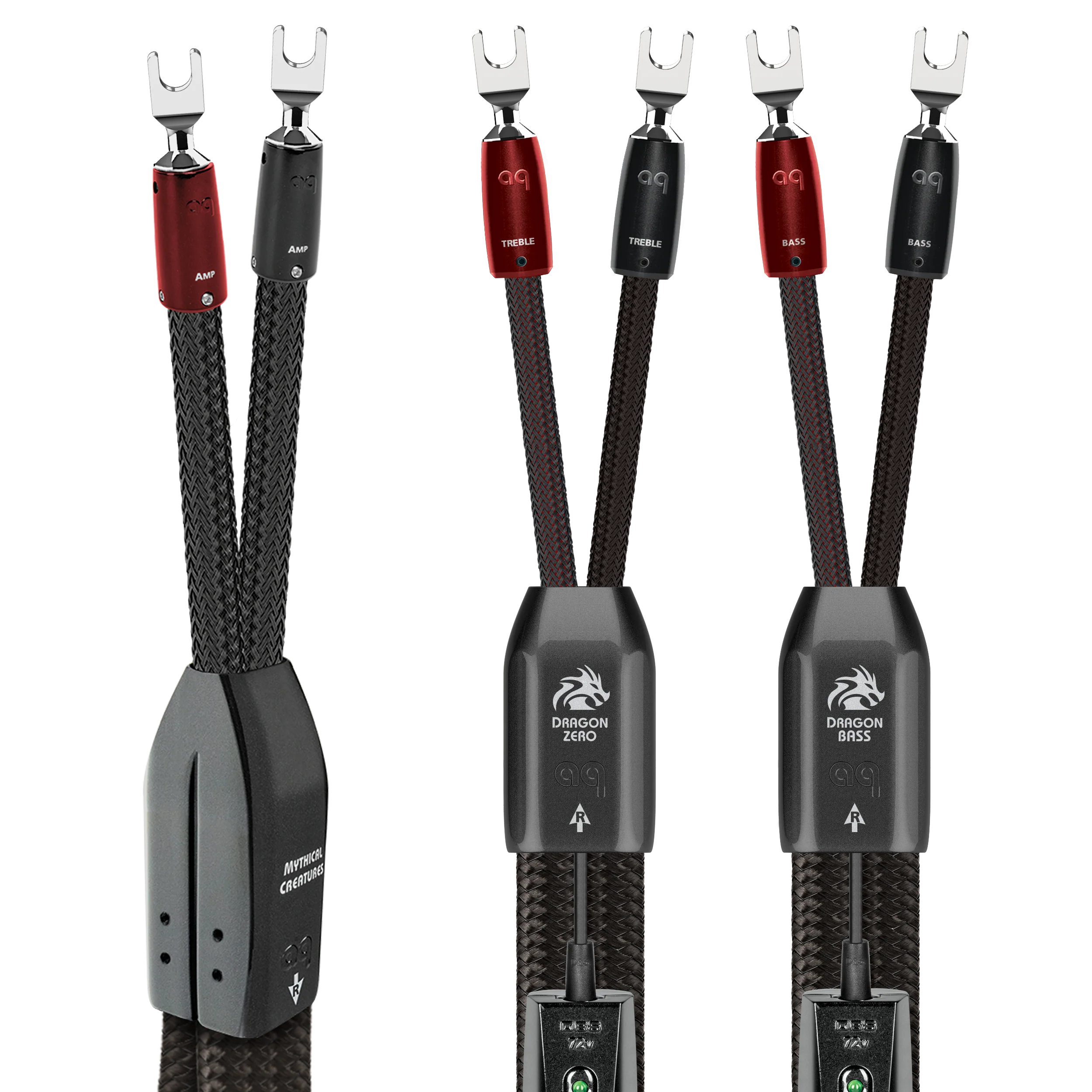 AudioQuest Dragon BiWire COMBO Speaker Cable w/ ZERO for Treble + BASS for Bass