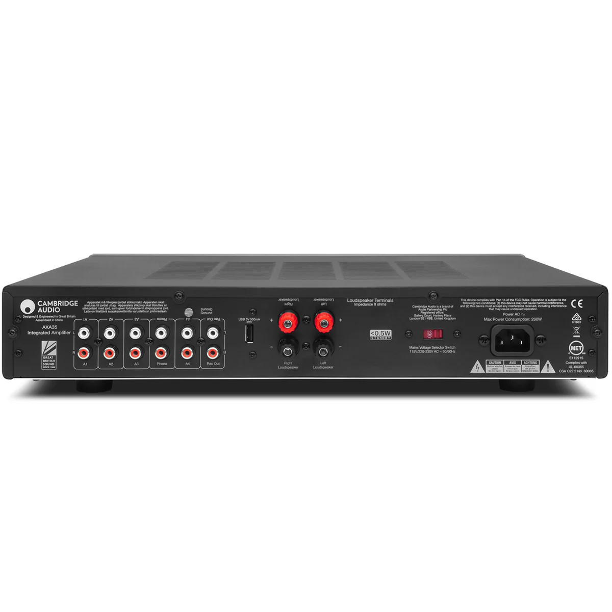 Cambridge Audio AXA35 35 Watt 2-Channel Integrated Stereo Amplifier | Built-in Phono-Stage | .25 Inch Jack, 3.5mm Aux - Image 4