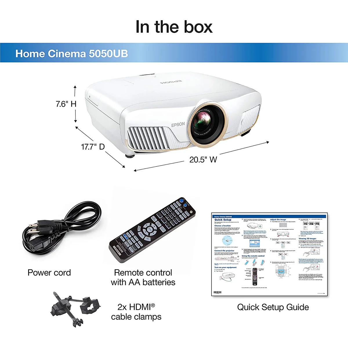 Epson HC5050UB Home Cinema 5050UB 4K PRO-UHD Projector/V11H930020 - Image 2