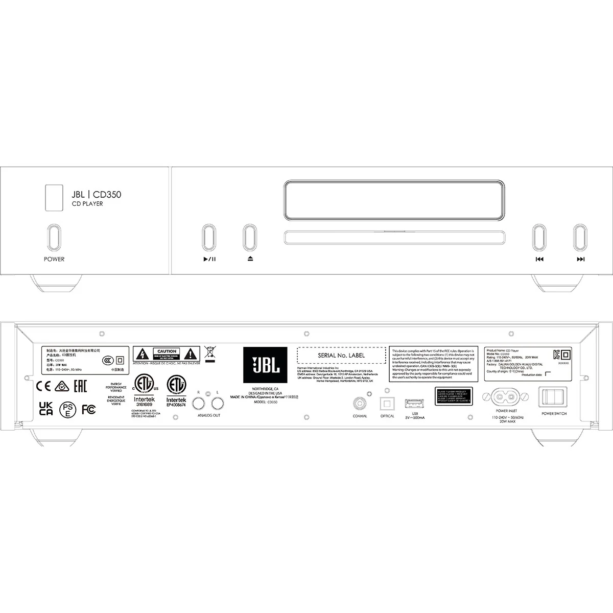 JBL CD350 CD Player - Walnut - Image 8
