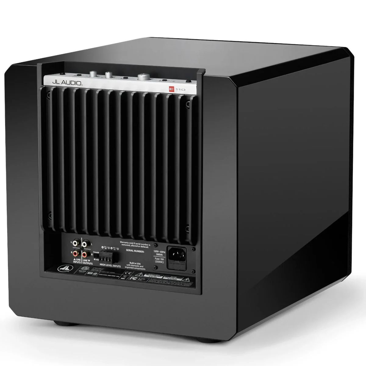 JL Audio E110 Powered Subwoofer - Gloss Black - Image 5