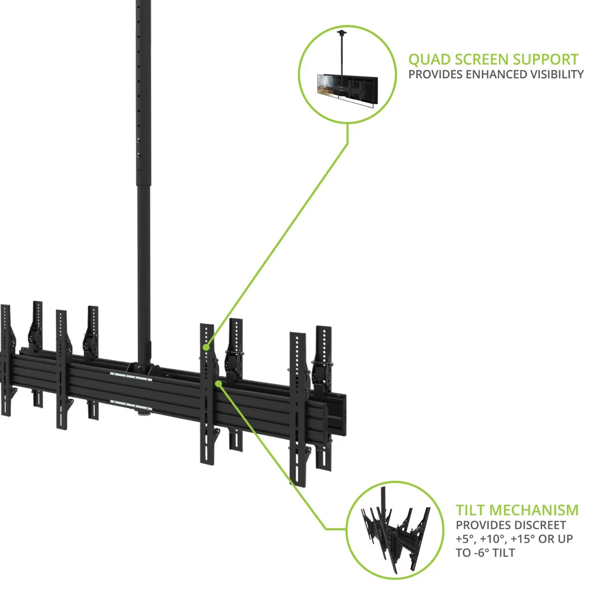Kanto CM600B4B Back-to-Back Quad Screen TV Ceiling Mount for Four 40” to 45” TVs - Image 24