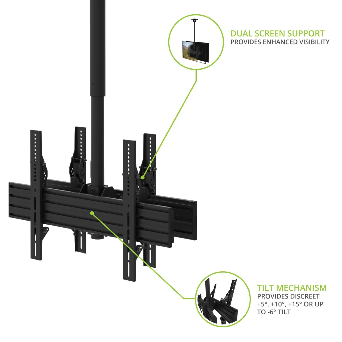 Kanto CM600BTB Back-to-Back Dual Screen TV Ceiling Mount for 40” to 80” TVs - Image 11