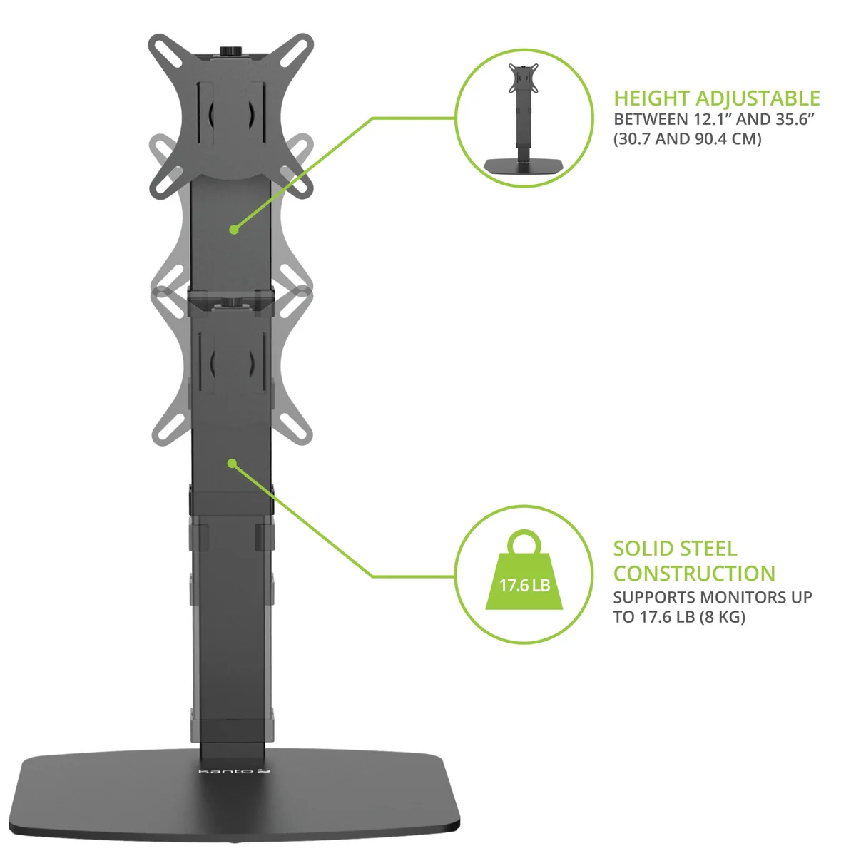 Kanto DTS1000 Universal Height Adjustable Desktop Monitor Stand for 17" - 32" Monitors - Image 25