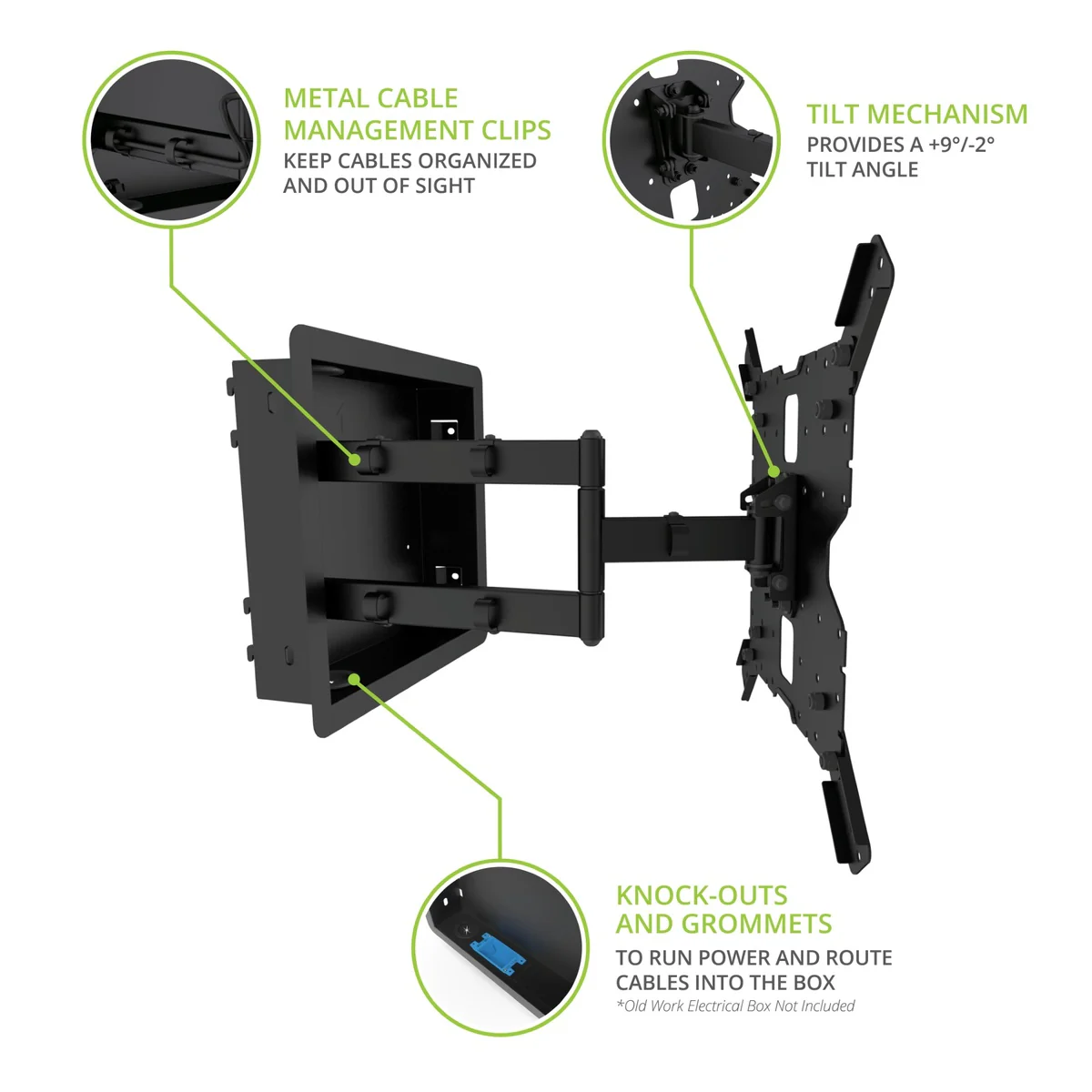 Kanto R400 and R600 Pro Series Recessed In-wall Full Motion Articulating TV Mount - Image 17
