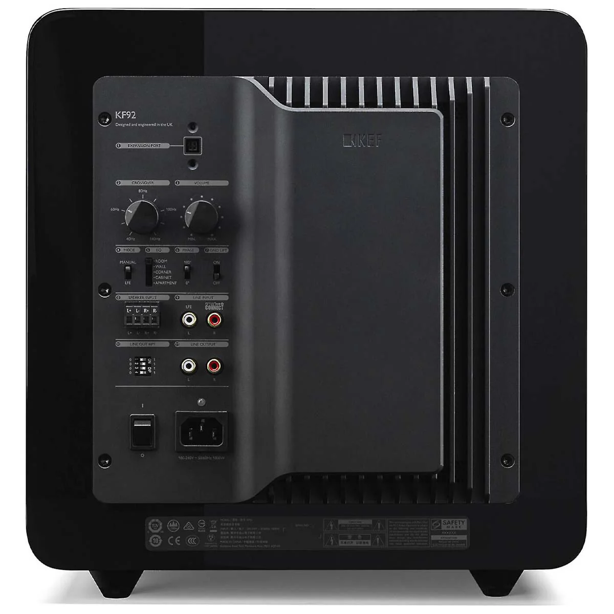 KEF KF92 1000W Dual 9-Inch Force-Canceling Subwoofer with iBX - Gloss Black - Each - Image 3