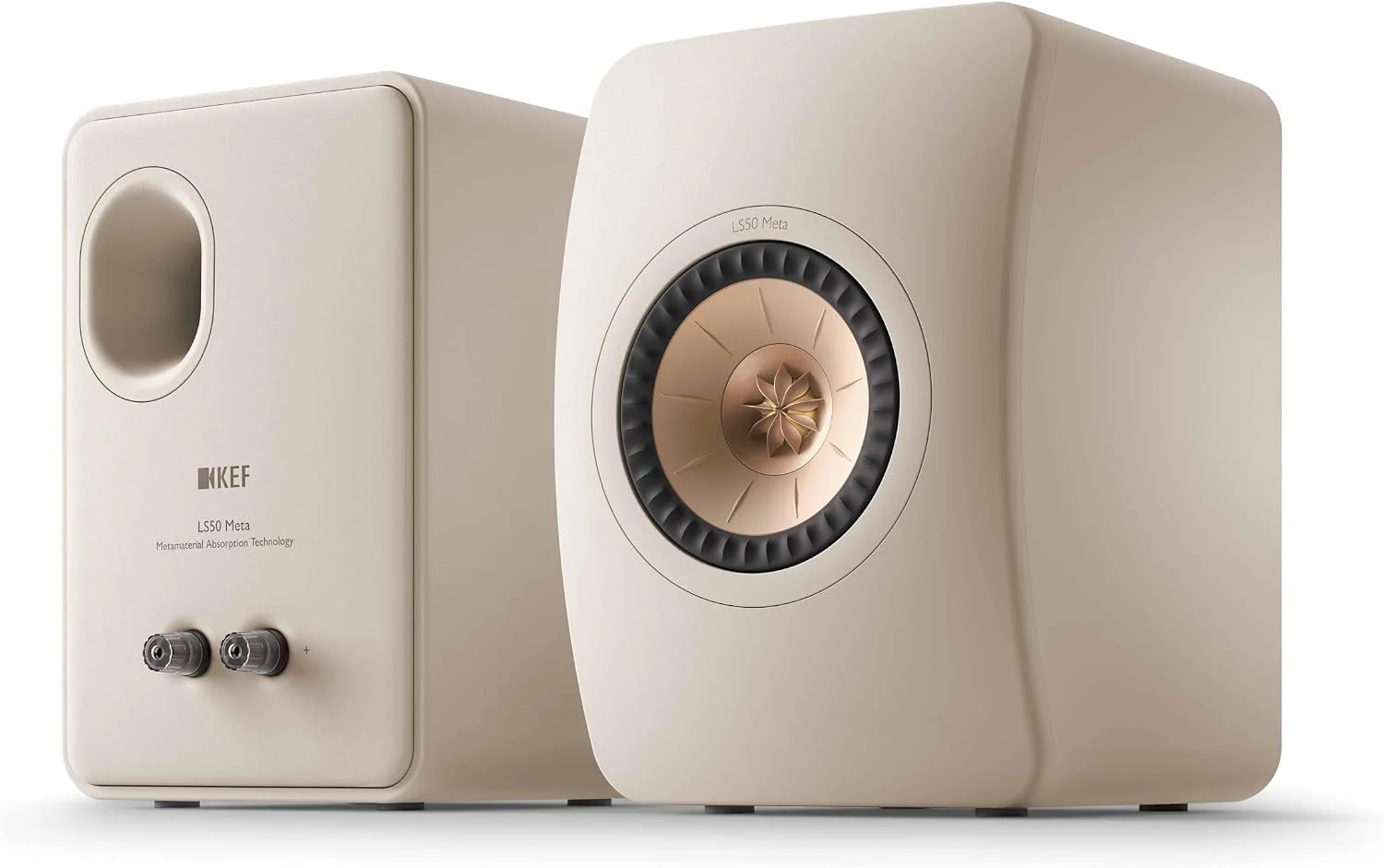 KEF OPEN BOX LS50 Meta Bookshelf Speakers - Sand Shell - Pair - A Grade - Image 2
