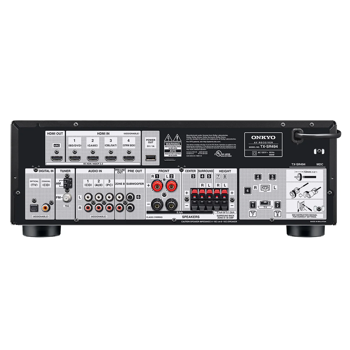 DISCONTINUED Onkyo TX-SR494 7.2 Channel AV Receiver - Image 4