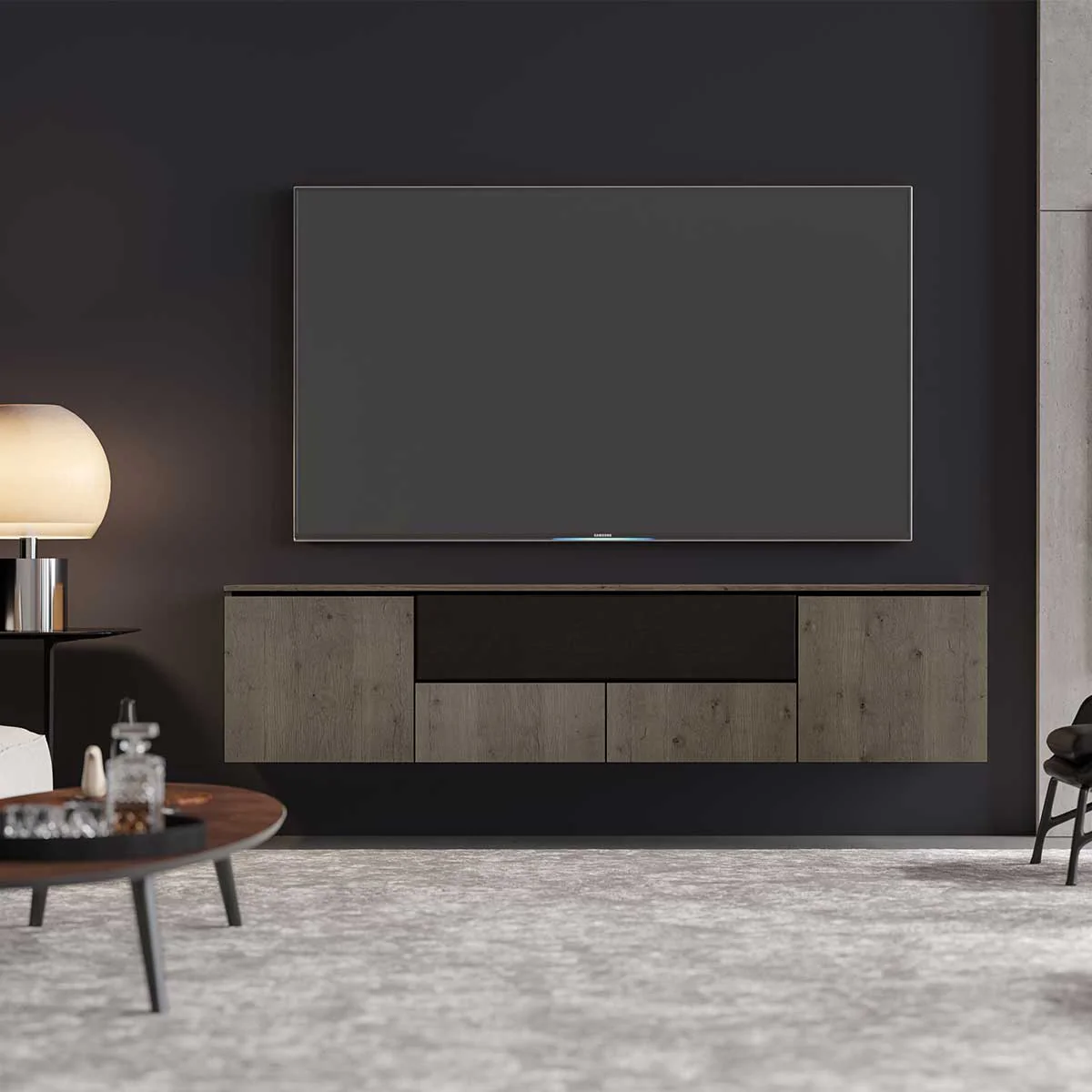 Salamander Designs Lancaster 245 Quad-Width AV Cabinet w/ Center Speaker Opening - Barnboard Oak - Image 2